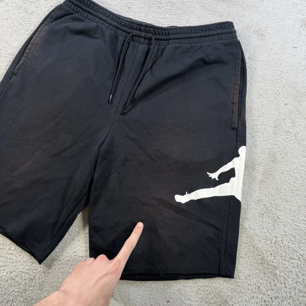 Air Jordan Shorts Mens Large Black Fleece Drawstring Jumpman Active Gym Pocket